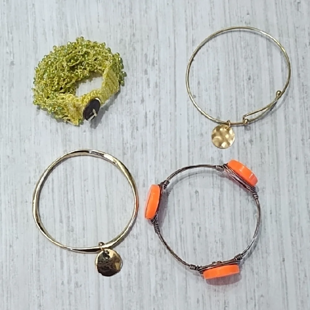 Set Of 9 Colorful Beaded And Metal Bracelets